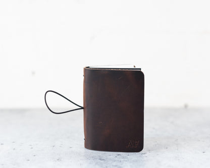 REFILLABLE Personalized Leather Pocket Notebook  - Natural Color