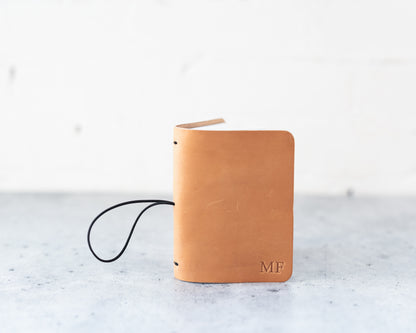 REFILLABLE Personalized Leather Pocket Notebook  - Natural Color