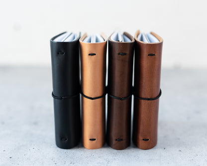 REFILLABLE Personalized Leather Pocket Notebook  - Natural Color