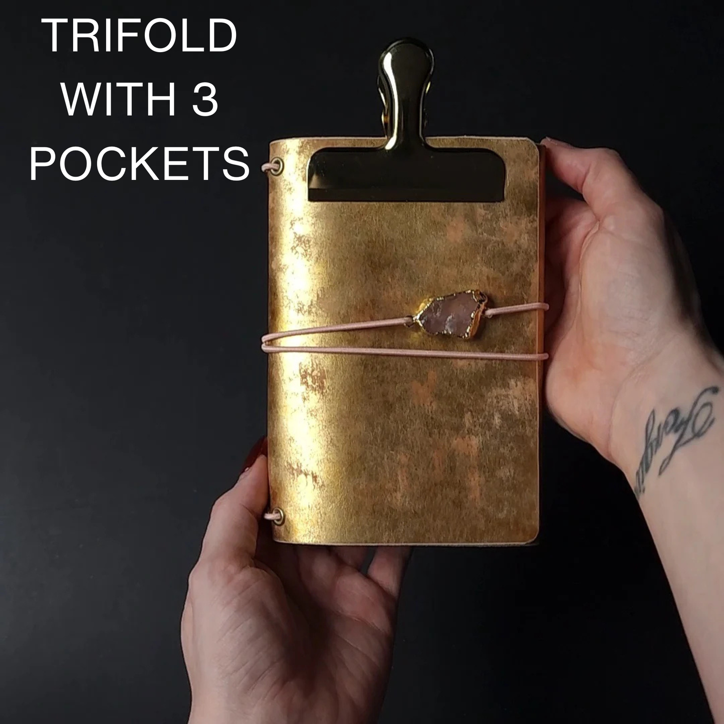 Rose Gold, Limited Release 6.29.2026 | Trifold Leather Journal Cover with 3 pockets