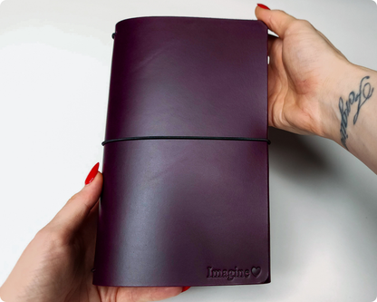 Refillable trifold leather journal cover - Inserts sold seperately