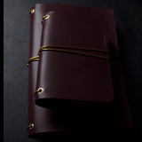 Trifold Leather Journal Cover with Gold Elastics