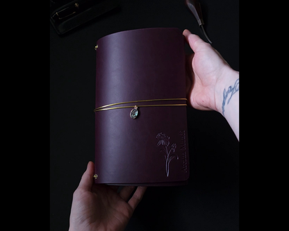 Violet trifold leather journal cover - Inserts & charms sold seperately