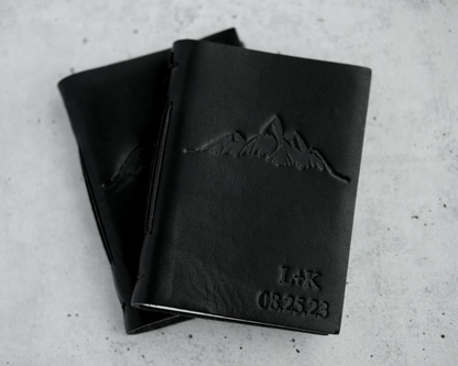Personalized Leather Vow Books - With Mountains (Natural)