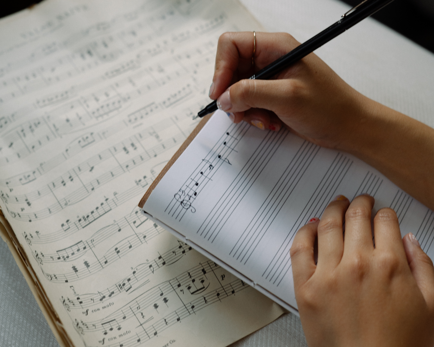 Personalized Leather Journal with Music Stave pages