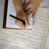 Personalized Leather Journal with Music Stave pages