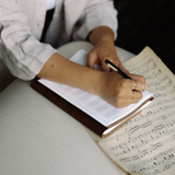 Personalized Leather Journal with Music Stave pages