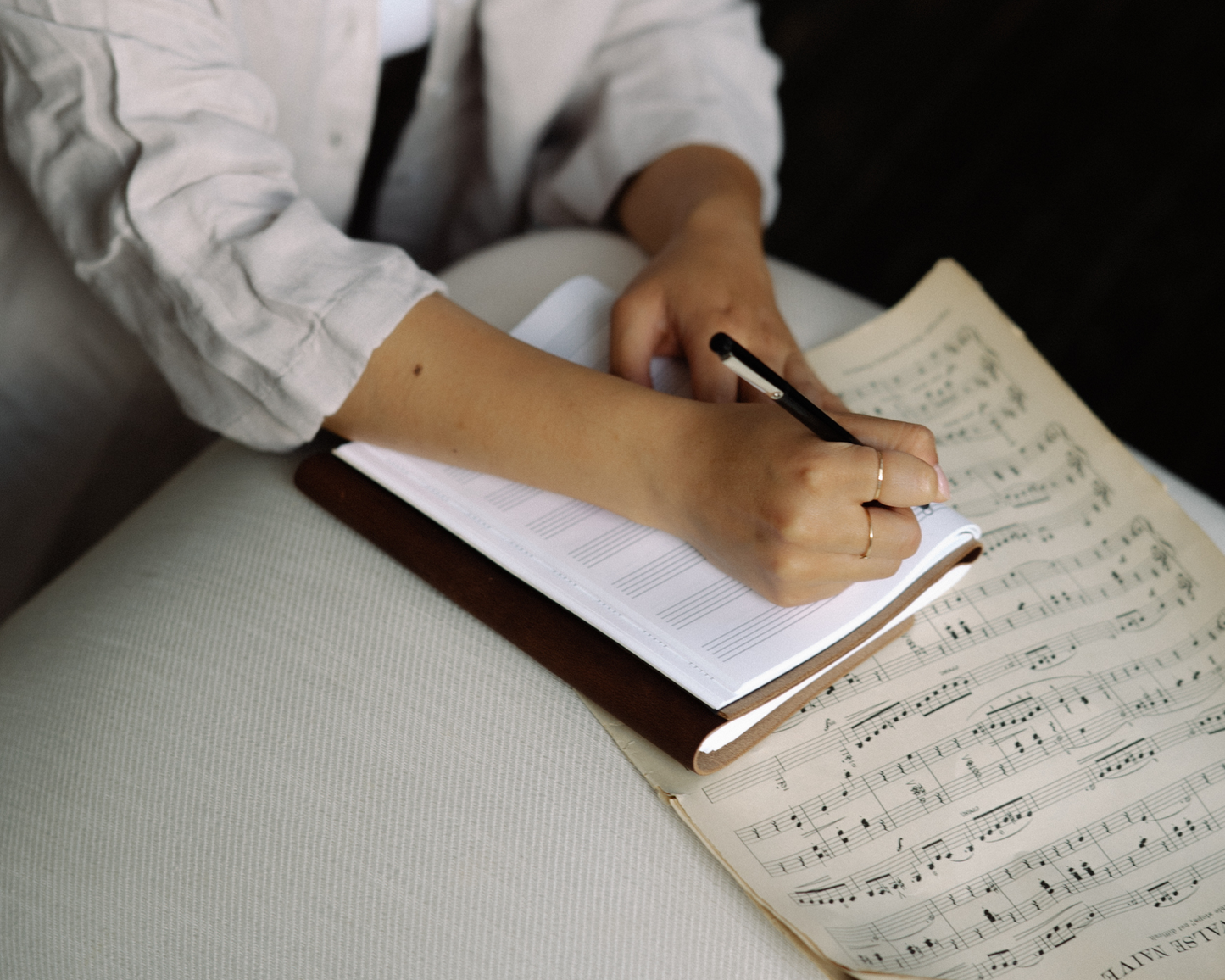 Personalized Leather Journal with Music Stave pages