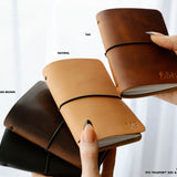REFILLABLE Personalized Leather Pocket Notebook  - Tan Color