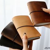 REFILLABLE Personalized Leather Pocket Notebook  - Black