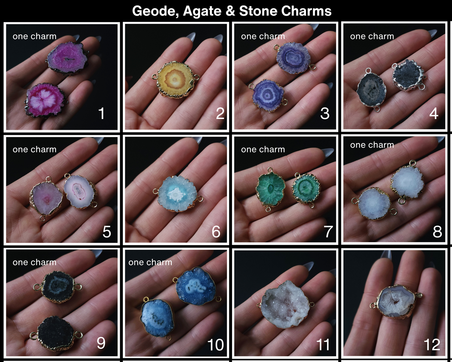 Journal charms - geodes & agates for trifold and refillable journals