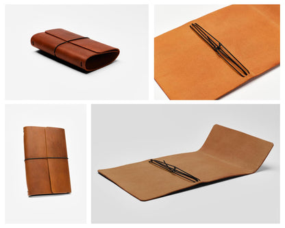 Refillable trifold leather journal cover - Inserts sold seperately