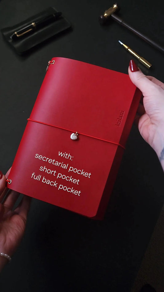 A5 Trifold with full back pocket, secretarial pocket + small pocket