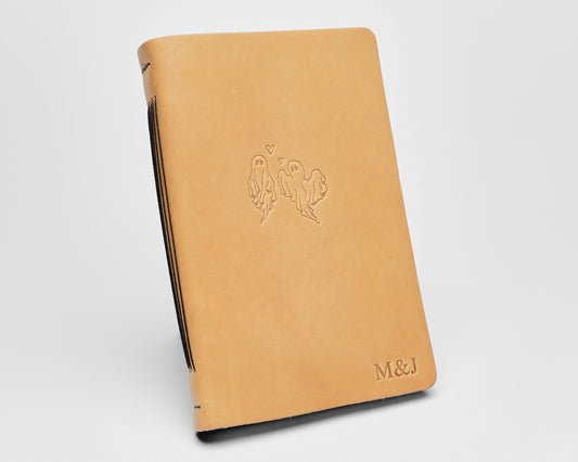 Personalized Leather Wedding Guestbook with Ghost Couple