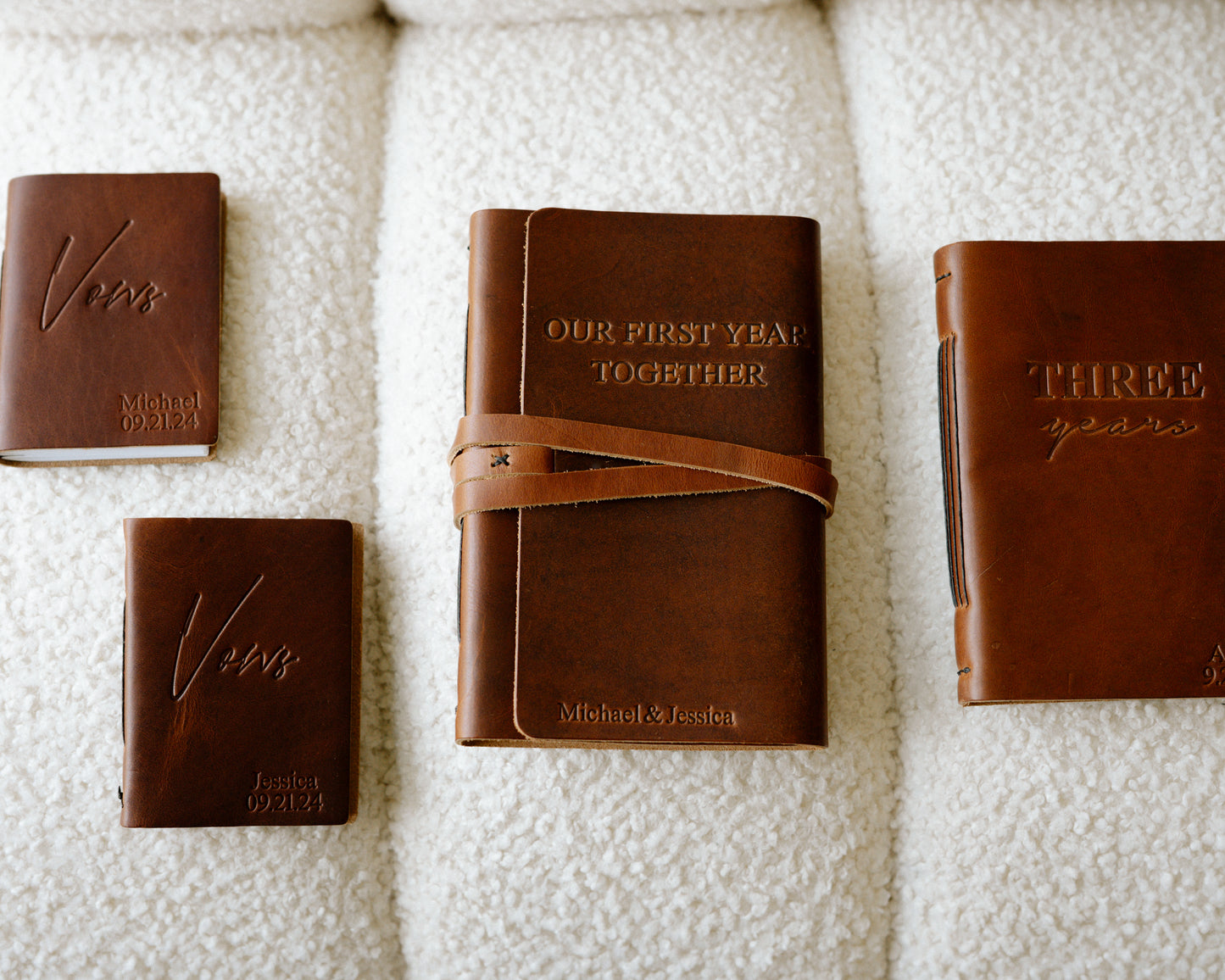 Wedding journals set | vow books, "our first year" and "three years" (4 books)