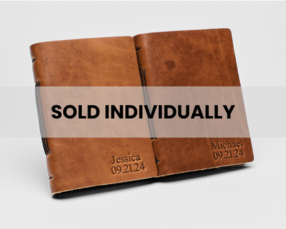 Personalized Leather Vow Books with Initial in Center