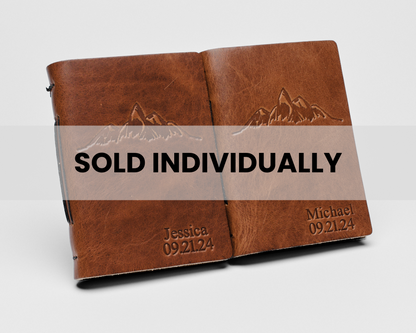 Personalized Leather Vow Books - With Mountains (Tan)