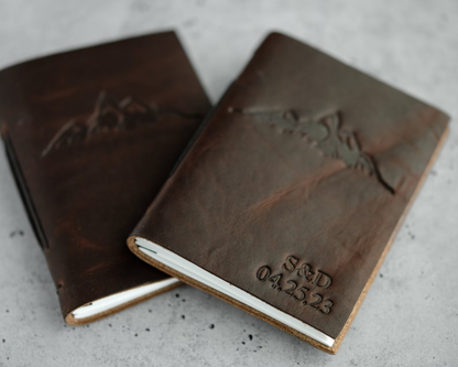Personalized Leather Vow Books - With Mountains (Natural)