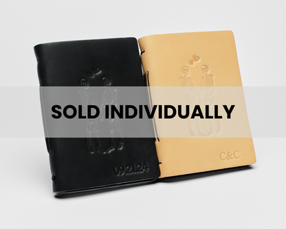 Personalized Leather Vow Book - With Skeleton Couple