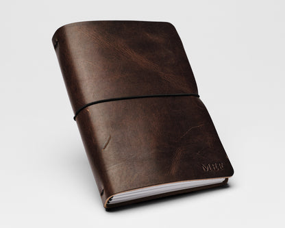 REFILLABLE Leather Notebook / Sketchbook with Elastic Closure - Black