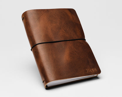 REFILLABLE Leather Notebook / Sketchbook with Elastic Closure - Black