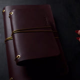 Trifold Leather Journal Cover with Gold Elastics