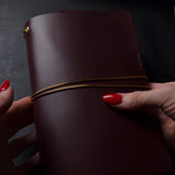 Trifold Leather Journal Cover with Gold Elastics
