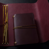 Trifold Leather Journal Cover with Gold Elastics