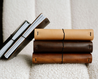 REFILLABLE Personalized Leather Pocket Notebook  - Natural Color