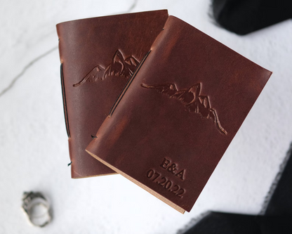 Personalized Leather Vow Books - With Mountains (Natural)