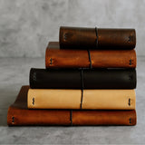 Refillable Leather Notebook with Elastic closure (Raw edges/classic)