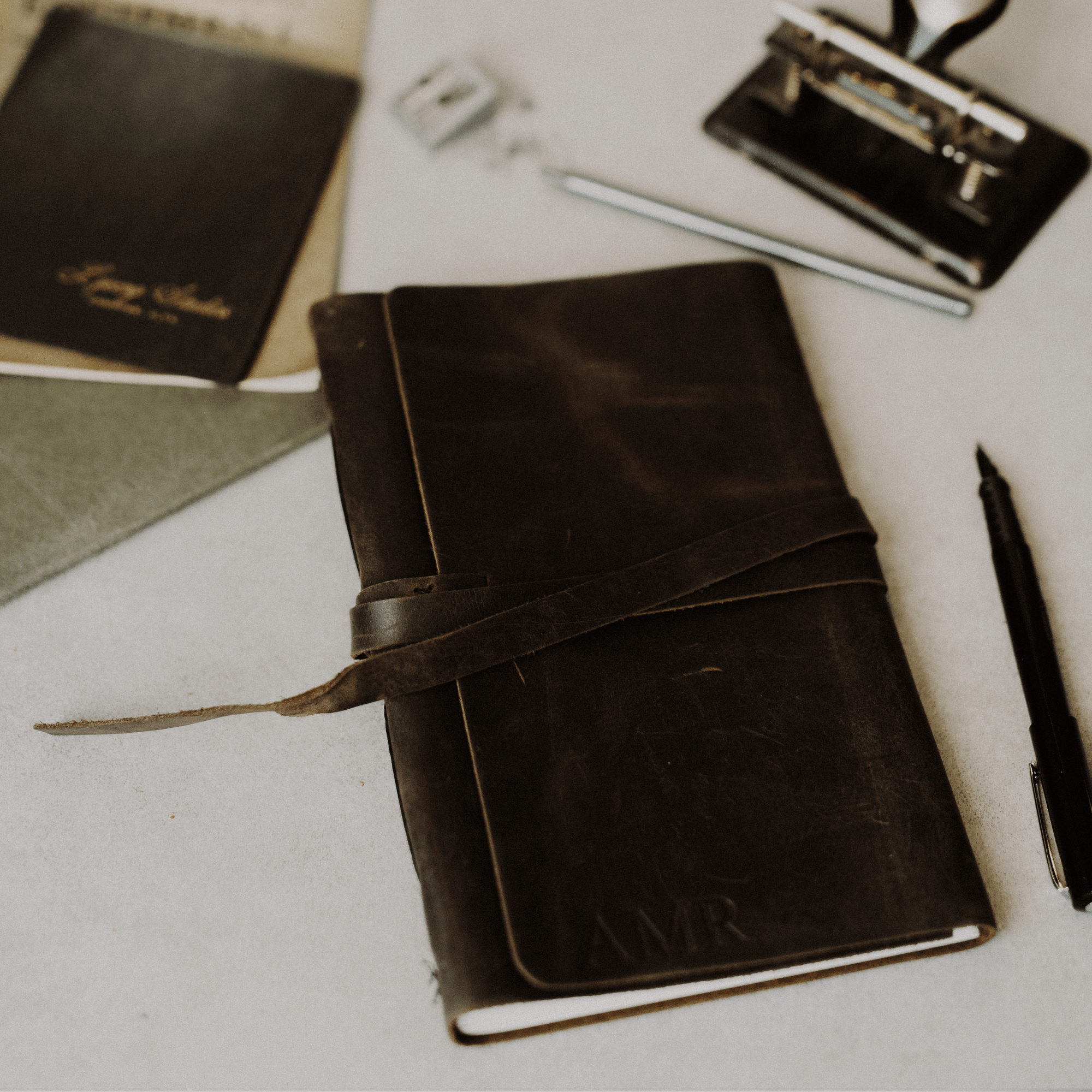 Personalized Leather Sketchbook - Forest Nine